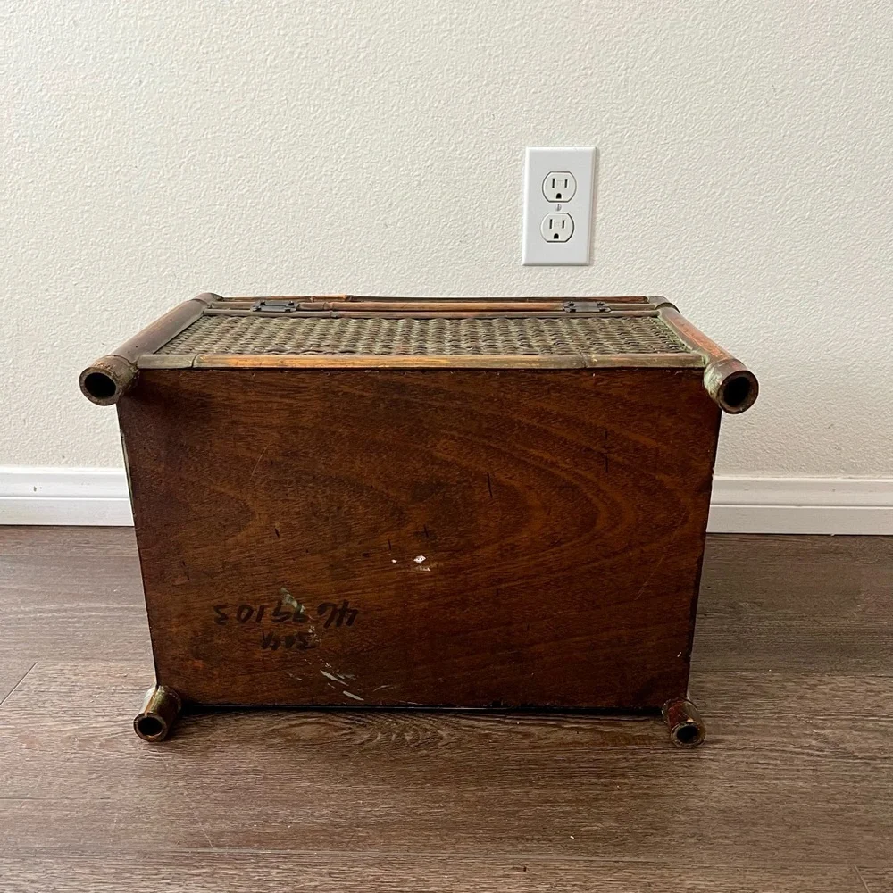 Vintage-Inspired Palm Motif Decorative Storage Trunk - Green and Brown